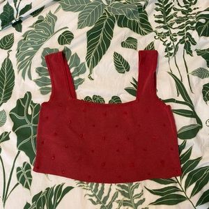 Red beaded crop/ bra top